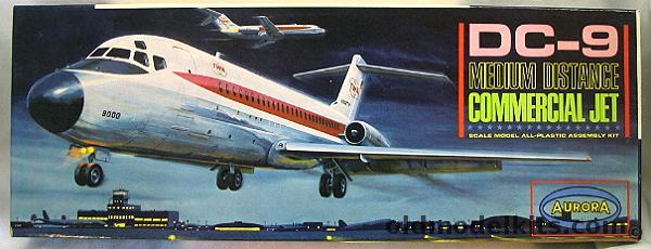 Aurora 1/72 TWA DC-9 Commerical Jet, 356-198 plastic model kit
